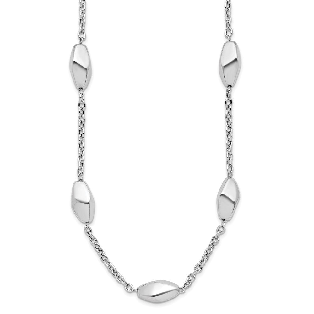 Sterling Silver Rhodium Plated Polished With 1.5In Ext. Necklace