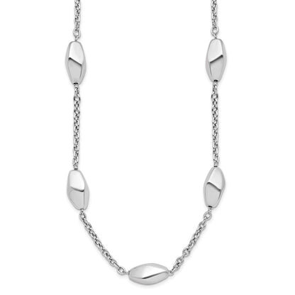 Sterling Silver Rhodium Plated Polished With 1.5In Ext. Necklace