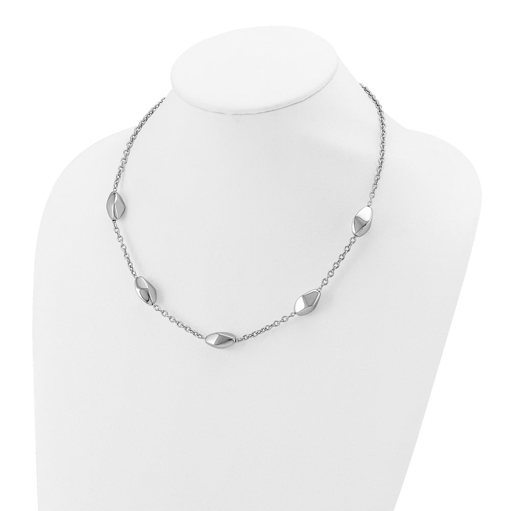 Sterling Silver Rhodium Plated Polished With 1.5In Ext. Necklace