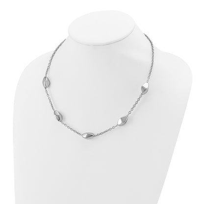 Sterling Silver Rhodium Plated Polished With 1.5In Ext. Necklace