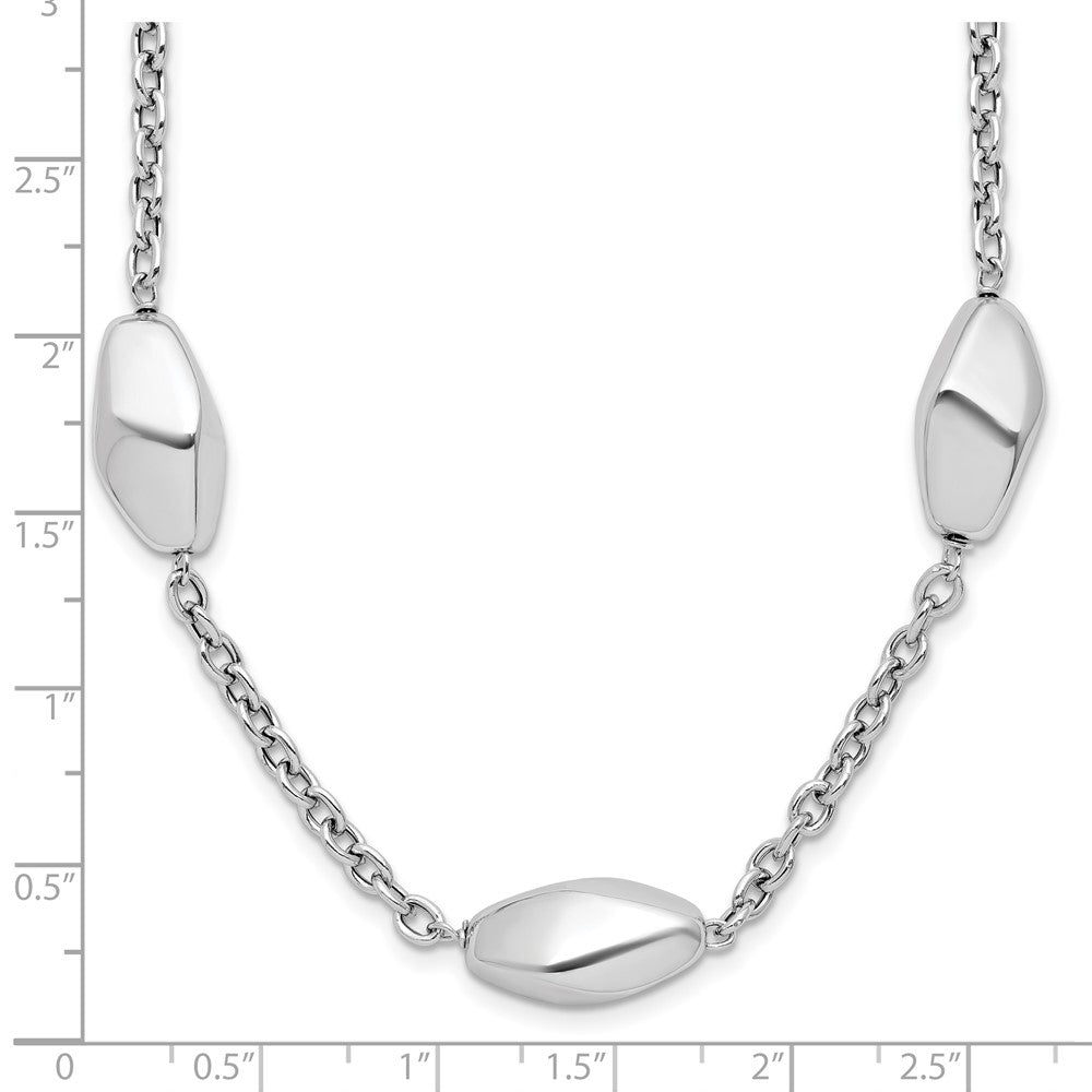 Sterling Silver Rhodium Plated Polished With 1.5In Ext. Necklace