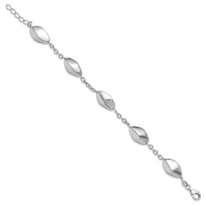 Sterling Silver Rhodium Plated Polished With .75In Ext. Bracelet