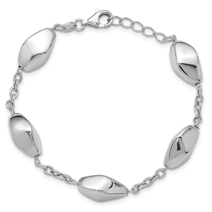 Sterling Silver Rhodium Plated Polished With .75In Ext. Bracelet