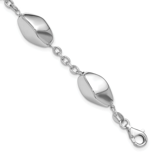 Sterling Silver Rhodium Plated Polished With .75In Ext. Bracelet