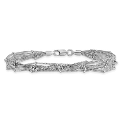 7.5 Inch Sterling Silver Seven Strand Beaded Bracelet