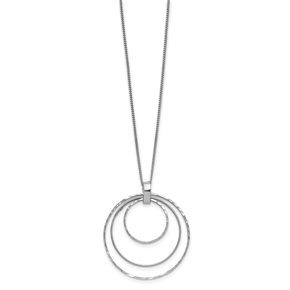 Sterling Silver Rhodium Plated D/C Circles Necklace