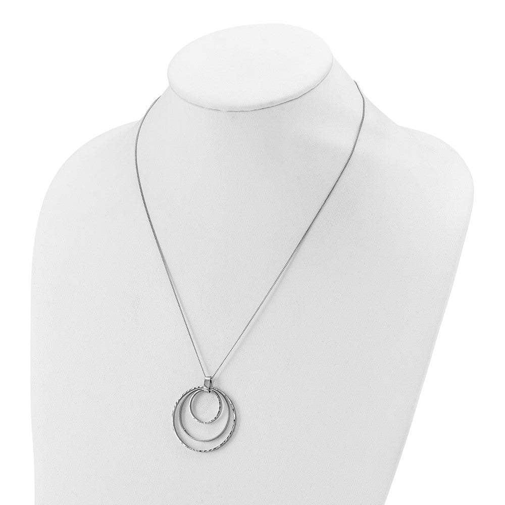 Sterling Silver Rhodium Plated D/C Circles Necklace