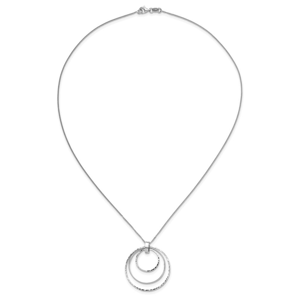 Sterling Silver Rhodium Plated D/C Circles Necklace
