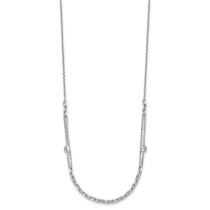 Sterling Silver Rhodium Plated Cz With 2In Ext. Necklace
