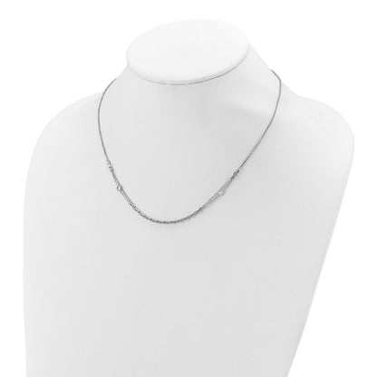 Sterling Silver Rhodium Plated Cz With 2In Ext. Necklace