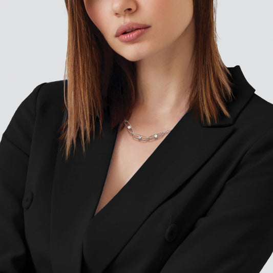 Sterling Silver Rh Plated Cz And Crystal Pearl 2In Ext. Necklace