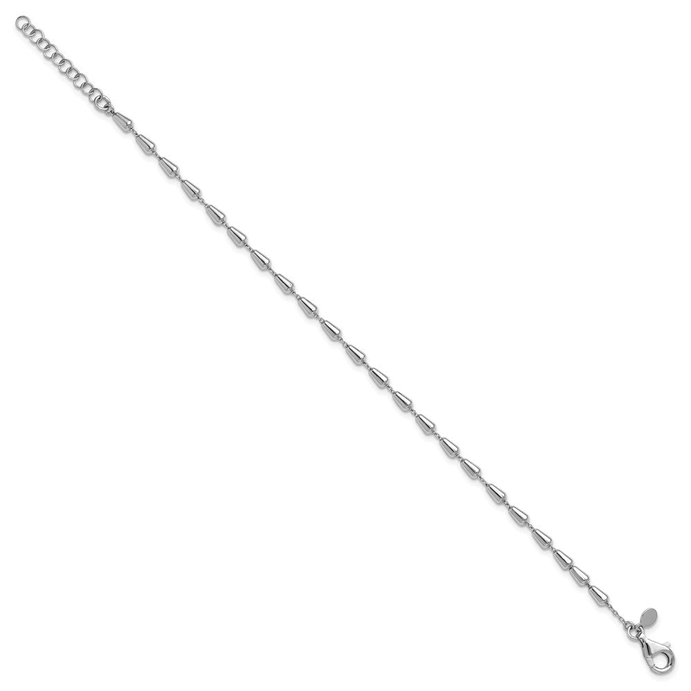 Sterling Silver Rh Plated Polished 7In W/ 1In Ext. Bracelet