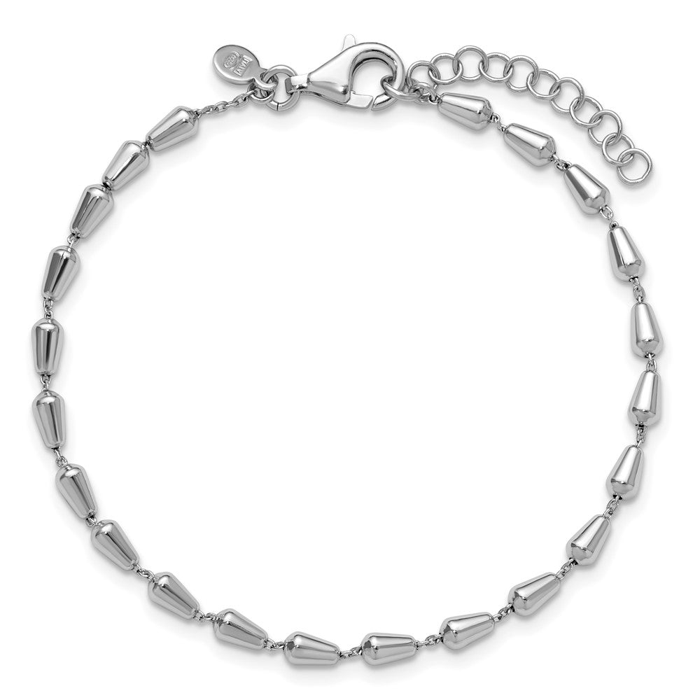 Sterling Silver Rh Plated Polished 7In W/ 1In Ext. Bracelet