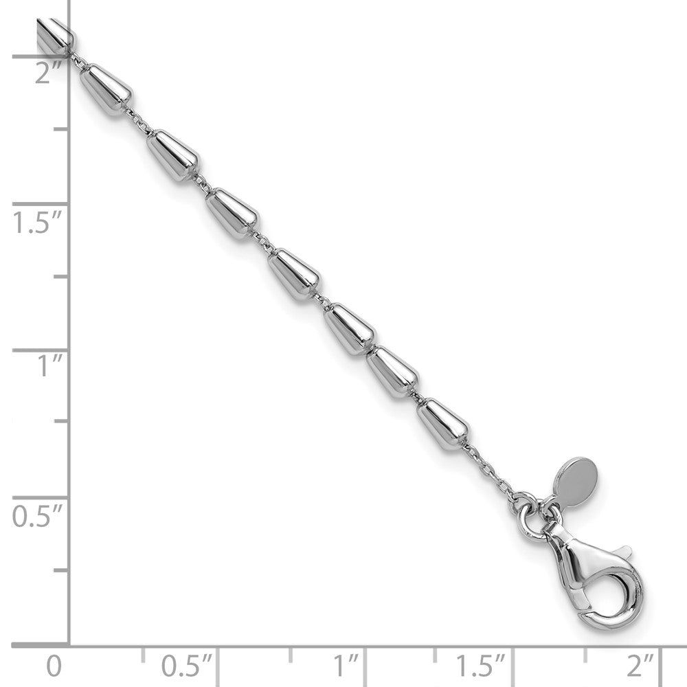 Sterling Silver Rh Plated Polished 7In W/ 1In Ext. Bracelet