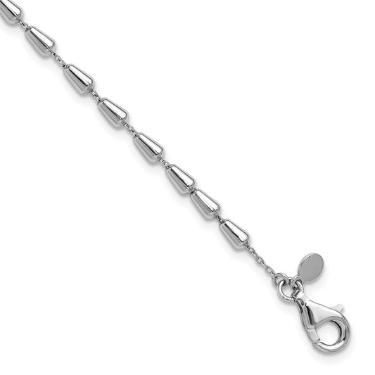 Sterling Silver Rh Plated Polished 7In W/ 1In Ext. Bracelet