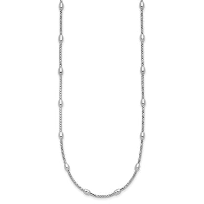Sterling Silver Rh Plated Fancy Bead 2In Ext. Necklace
