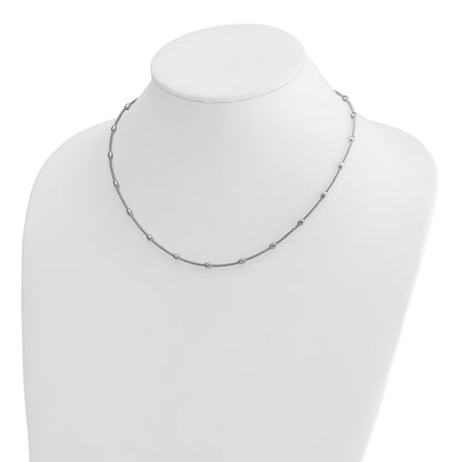 Sterling Silver Rh Plated Fancy Bead 2In Ext. Necklace