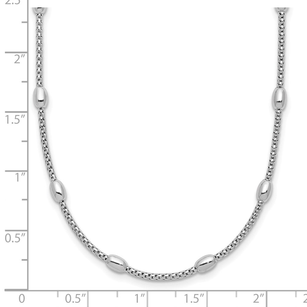 Sterling Silver Rh Plated Fancy Bead 2In Ext. Necklace