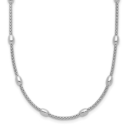 Sterling Silver Rh Plated Fancy Bead 2In Ext. Necklace