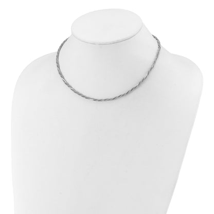Sterling Silver Ss Rh Plated Polish/Texture Braided 1.5In Ext. Necklace