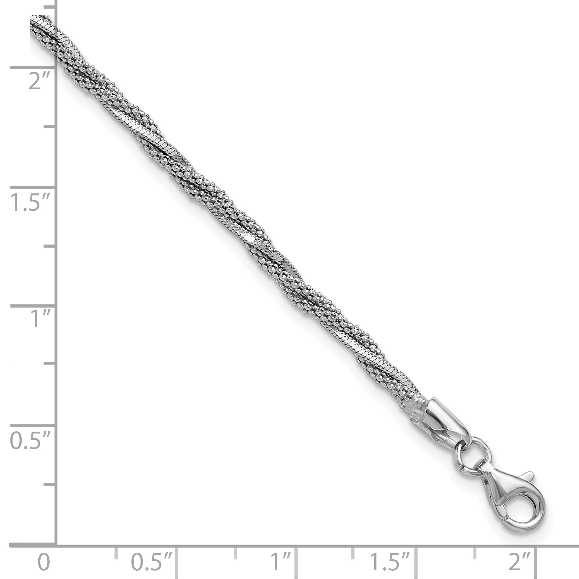 Sterling Silver Ss Rh Plated Polish/Texture Braided W/ .75In Ext. Bracelet