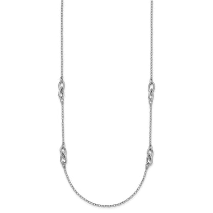 Sterling Silver Rh Plate Polish Fancy Link 2In Ext. Necklace