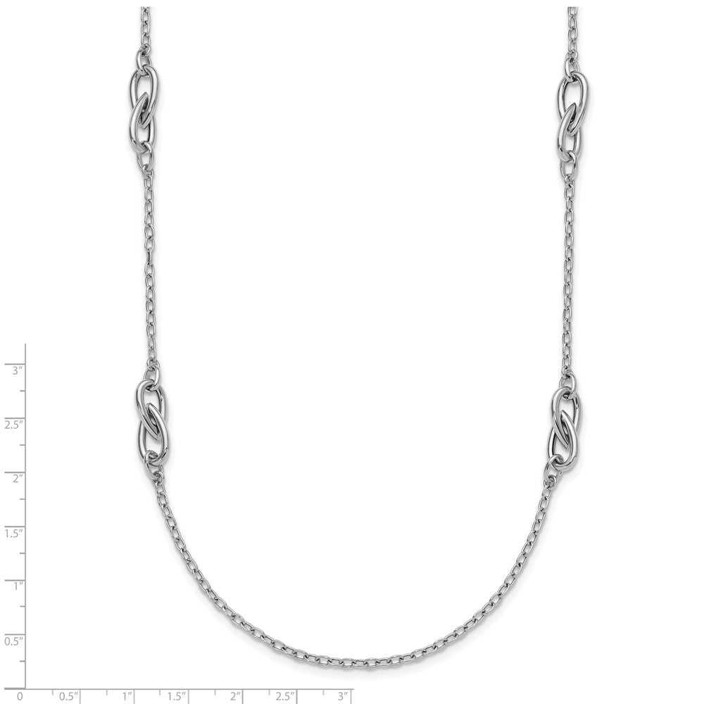 Sterling Silver Rh Plate Polish Fancy Link 2In Ext. Necklace