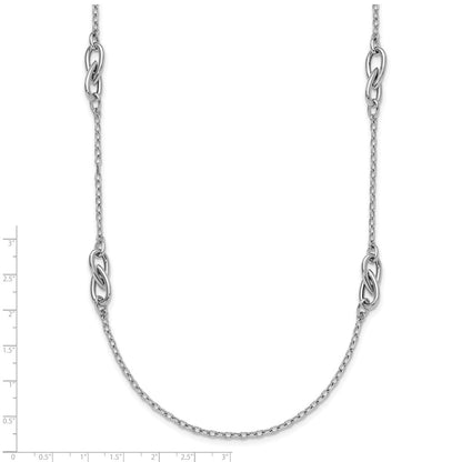 Sterling Silver Rh Plate Polish Fancy Link 2In Ext. Necklace