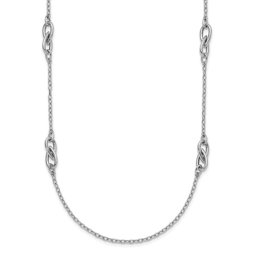 Sterling Silver Rh Plate Polish Fancy Link 2In Ext. Necklace