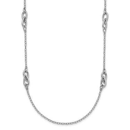 Sterling Silver Rh Plate Polish Fancy Link 2In Ext. Necklace