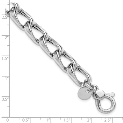 Sterling Silver Ss Rh Plated Polished Fancy Link W/.5In Ext. Bracelet