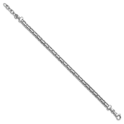 Sterling Silver Ss Rh Plated Polished 3 Strand Fancy 1In Ext. Bracelet