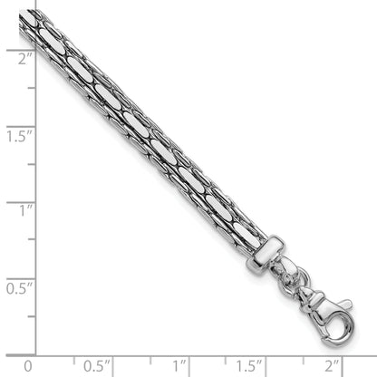 Sterling Silver Ss Rh Plated Polished 3 Strand Fancy 1In Ext. Bracelet