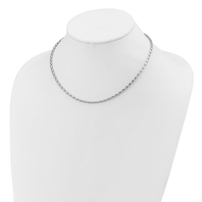 Sterling Silver Rh Plated Oval Beaded 1.75In Ext. Necklace