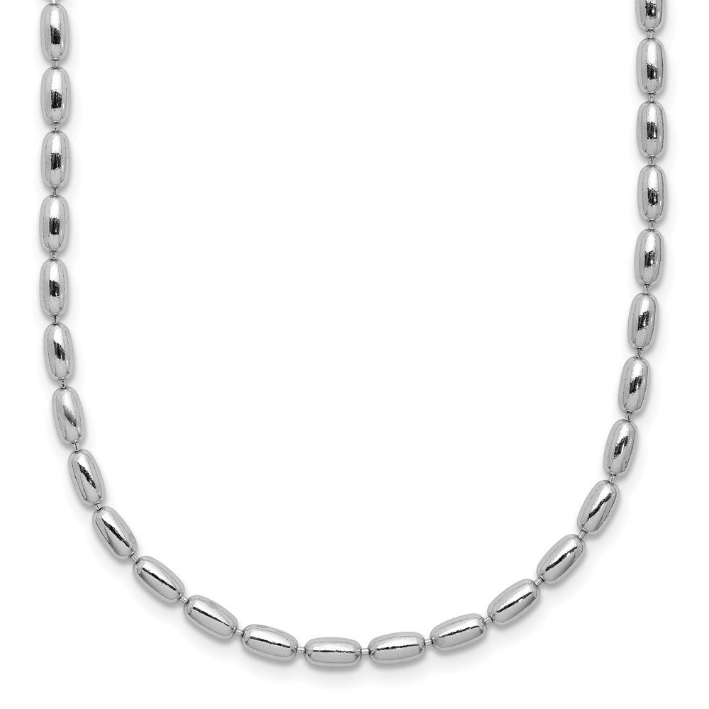 Sterling Silver Rh Plated Oval Beaded 1.75In Ext. Necklace