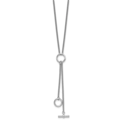 Sterling Silver Ss Rh Plated Polished Circle Tassel 2In Ext. Necklace