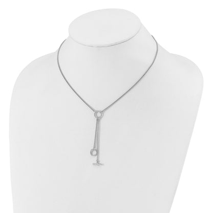 Sterling Silver Ss Rh Plated Polished Circle Tassel 2In Ext. Necklace