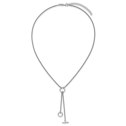 Sterling Silver Ss Rh Plated Polished Circle Tassel 2In Ext. Necklace