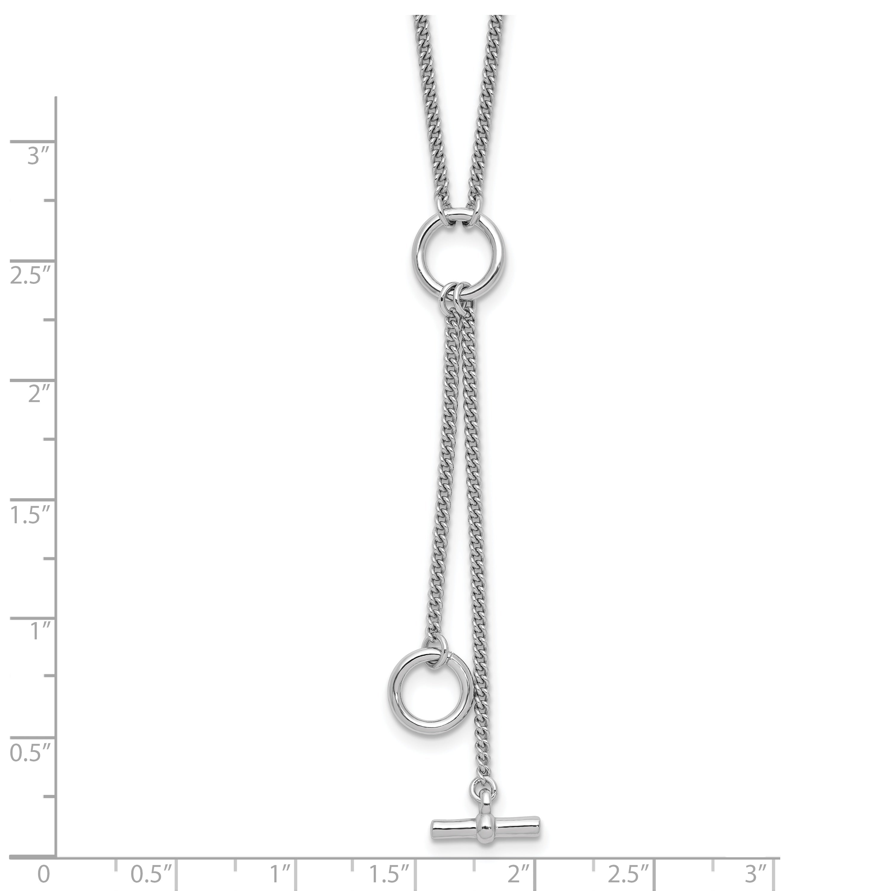 Sterling Silver Ss Rh Plated Polished Circle Tassel 2In Ext. Necklace