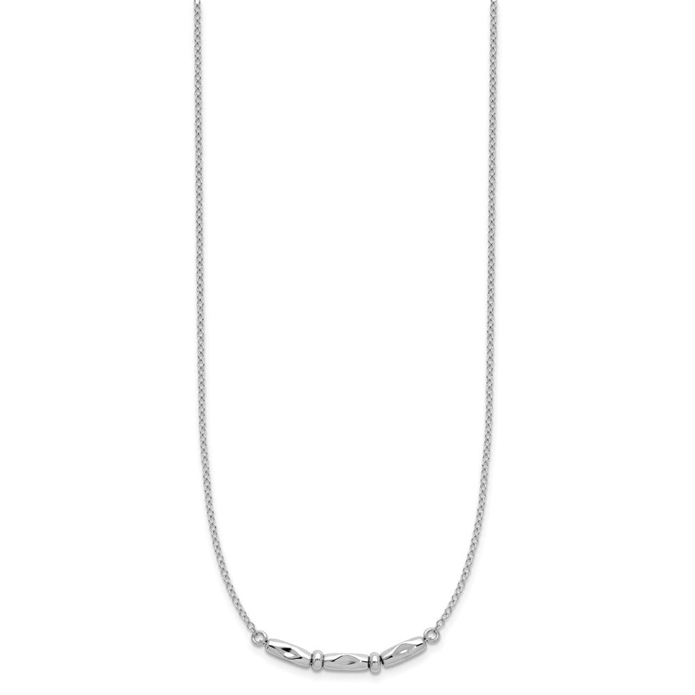 Sterling Silver Rh Plated Polished Fancy 1In Ext. Necklace
