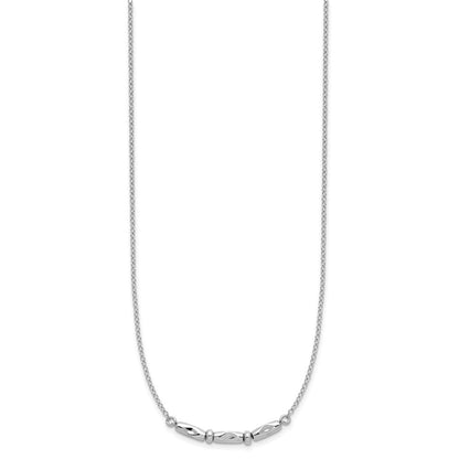 Sterling Silver Rh Plated Polished Fancy 1In Ext. Necklace