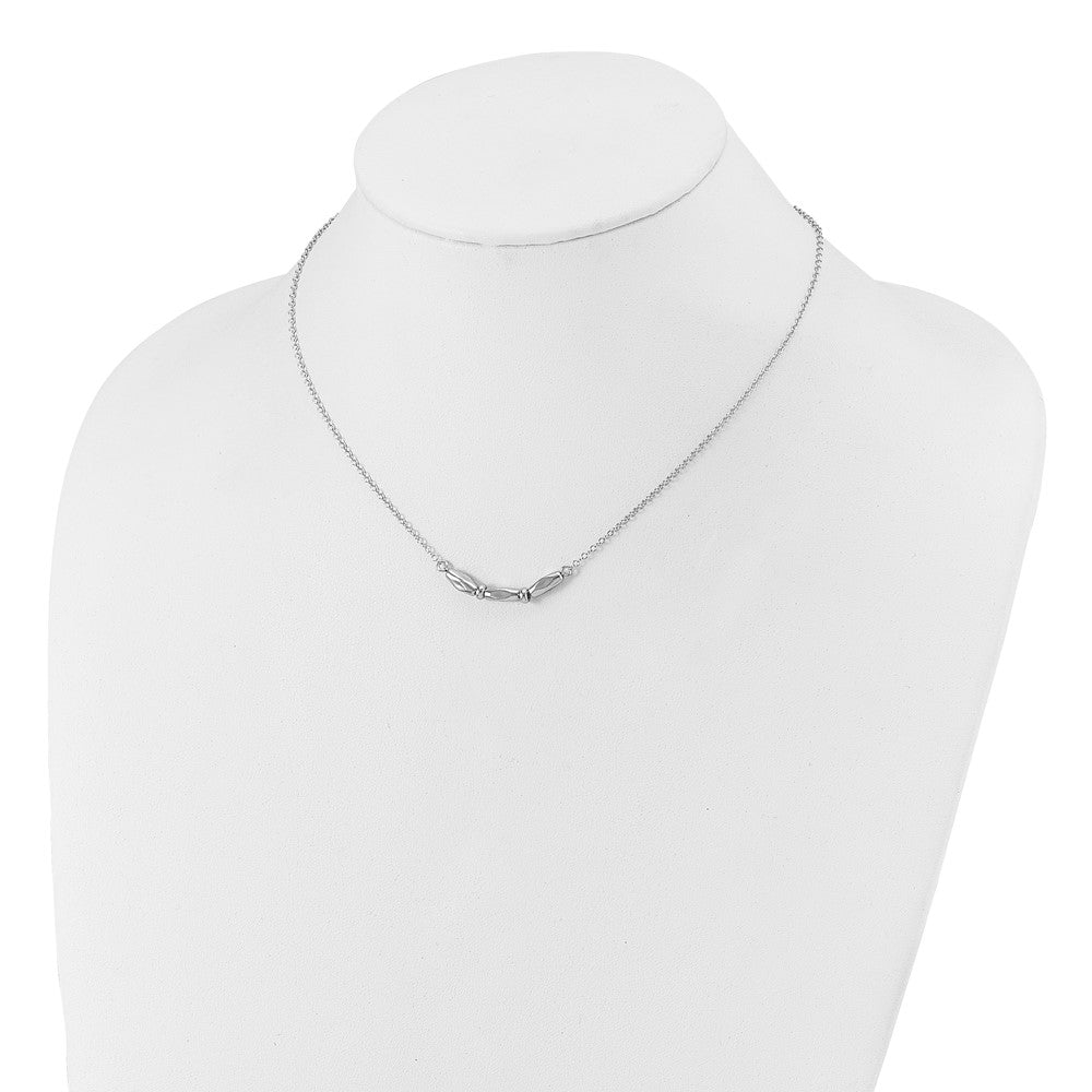 Sterling Silver Rh Plated Polished Fancy 1In Ext. Necklace