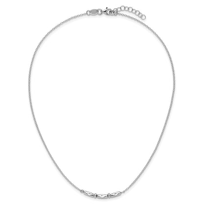 Sterling Silver Rh Plated Polished Fancy 1In Ext. Necklace