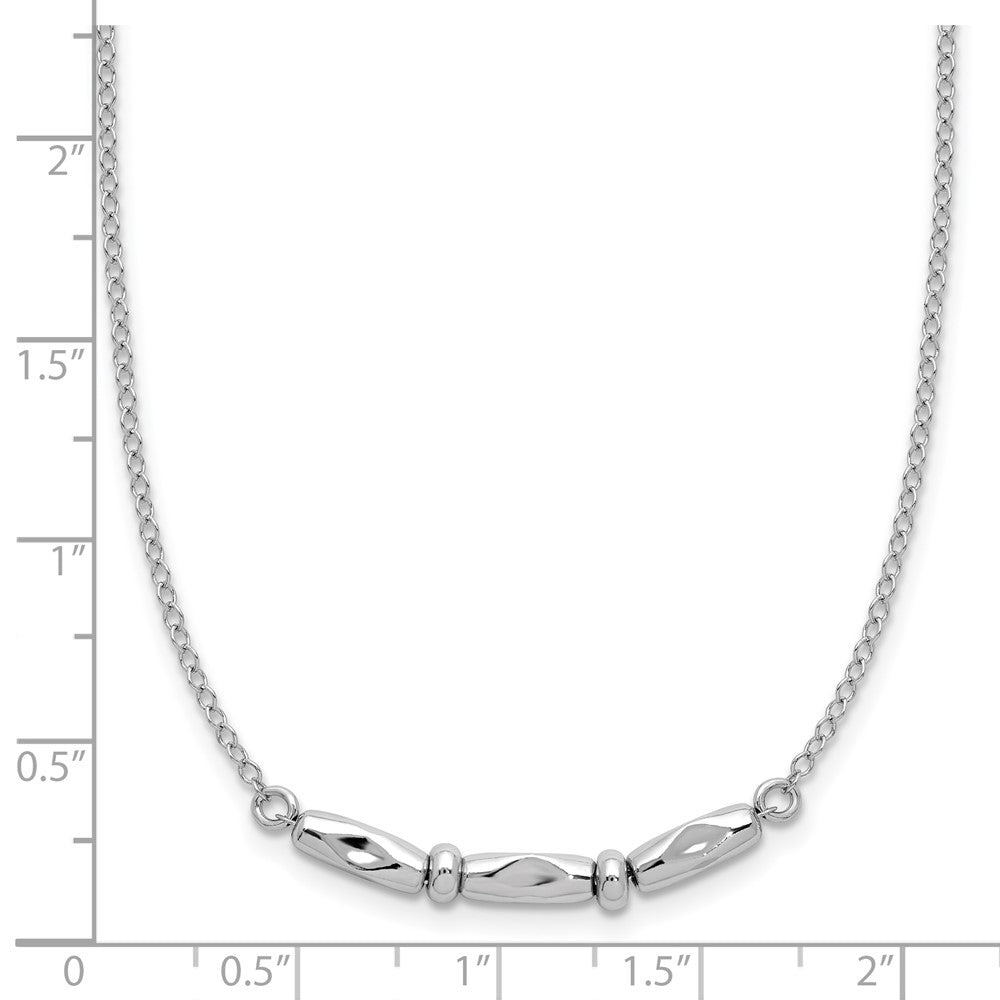 Sterling Silver Rh Plated Polished Fancy 1In Ext. Necklace