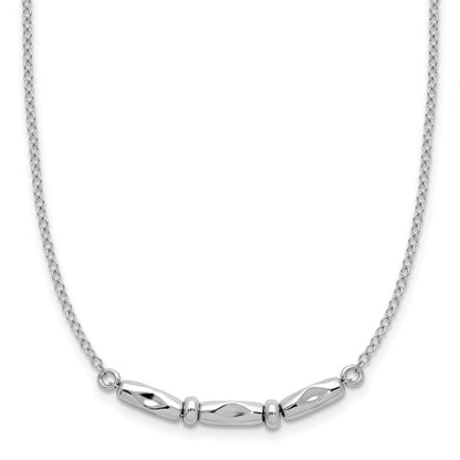 Sterling Silver Rh Plated Polished Fancy 1In Ext. Necklace