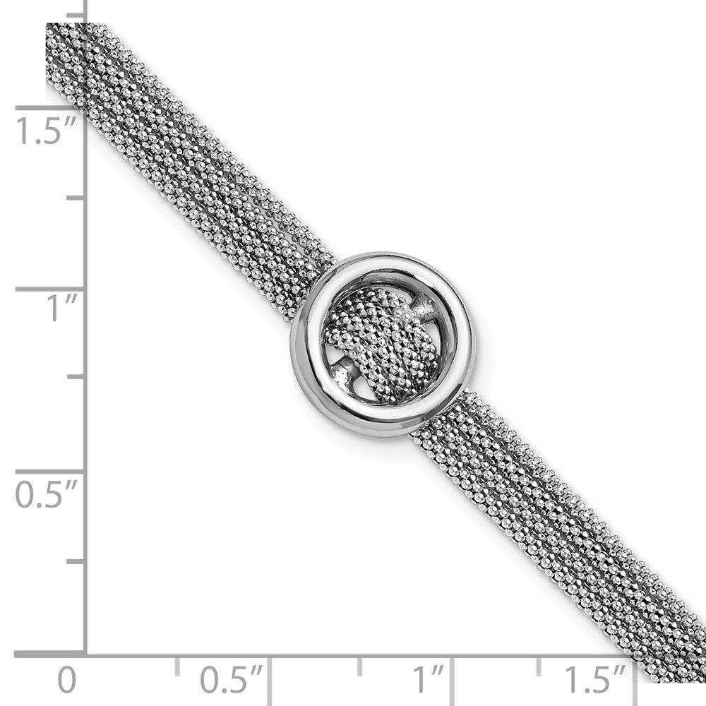 Sterling Silver Rh Plat Circle Multi Strand 1In Ext. Bracelet