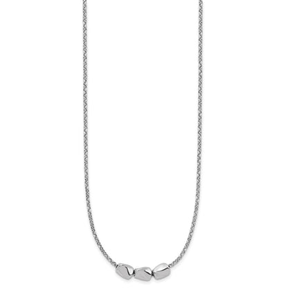 Sterling Silver Rh Plated Polished Beads 2In Ext. Necklace