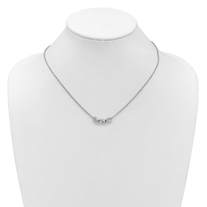 Sterling Silver Rh Plated Polished Beads 2In Ext. Necklace