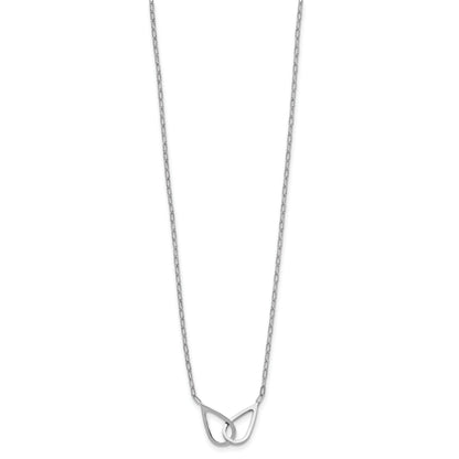 Sterling Silver Ss Rh Plated Polish Intertwined Teardrop 2In Ext. Necklace