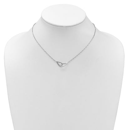 Sterling Silver Ss Rh Plated Polish Intertwined Teardrop 2In Ext. Necklace